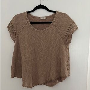 Altar’d State Women's Linen Blend Tan Top